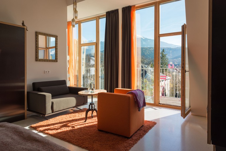 Simple yet stylish room with view at NALA individuellhotel, Tirol, Austria