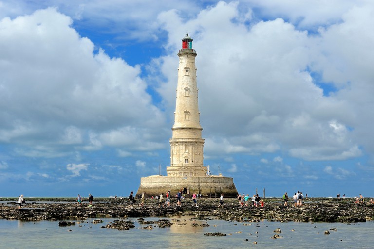 The Cordouan Lighthouse at low tide in Gironde Estuary, France
