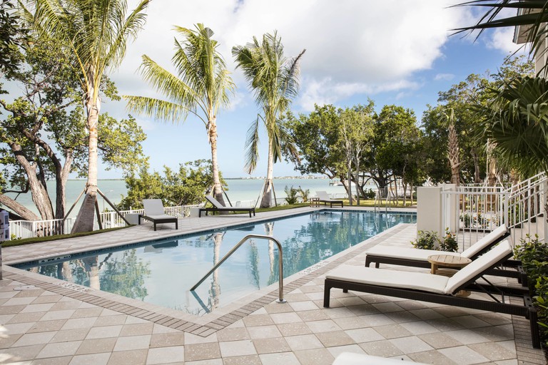 Pool area overlooking the water at Playa Largo Resort and Spa in Key Largo, Florida
