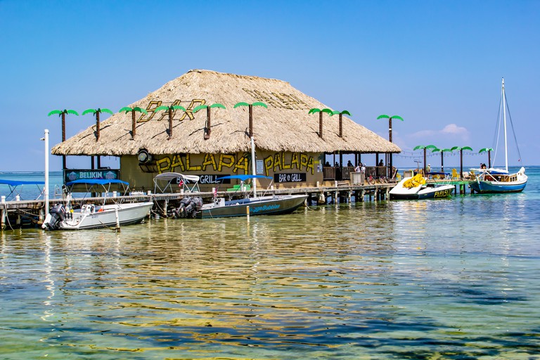 'PALAPA', a Bar and Grill on the beach at San Pedro, Ambergris Caye, Belize.
