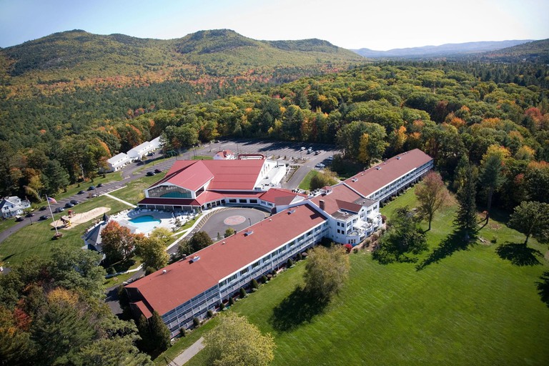 The sprawling Red Jacket Mountain View Resort surrounded by trees
