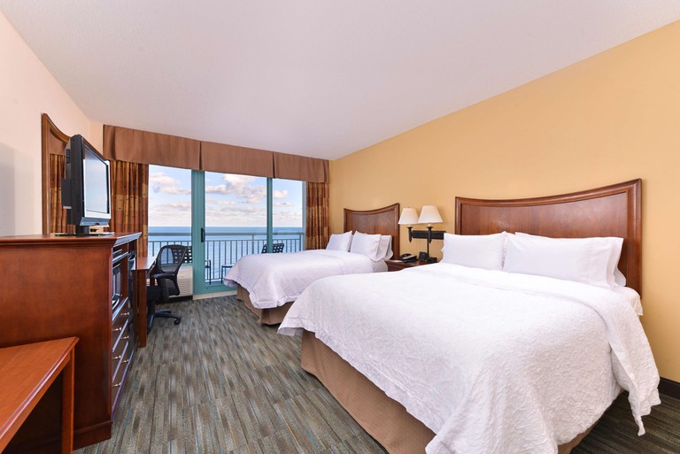 Bedroom with two double beds at Hampton Inn Virginia Beach-Oceanfront South