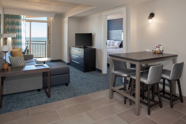 Suite with an ocean-facing balcony at the Residence Inn Virginia Beach Oceanfront