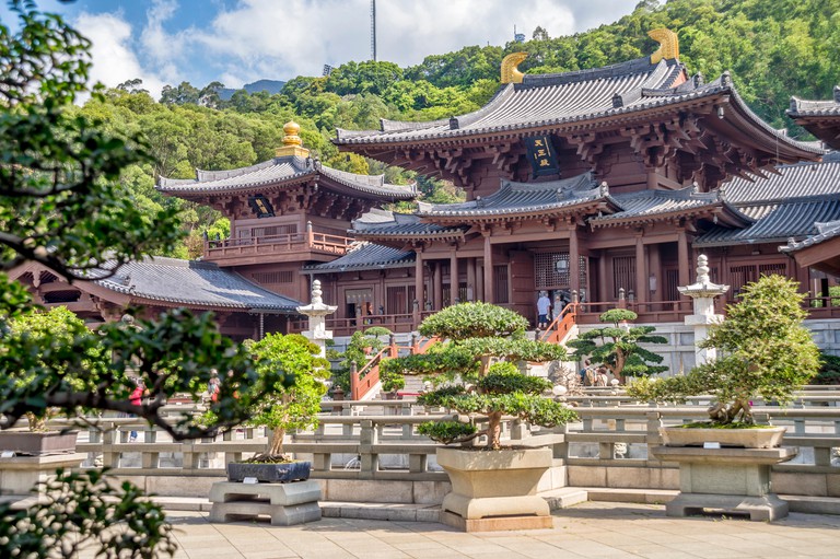 Chi Lin Nunnery is a Buddhist temple complex built without a single nail, Kowloon, Hong Kong, China