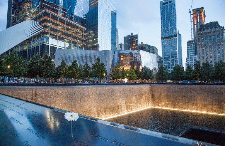 World Trade Center Memorial in financial district of Manhattan, New York.
